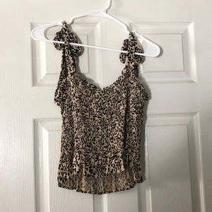 American Eagle Cheetah Print Cropped Tank Top